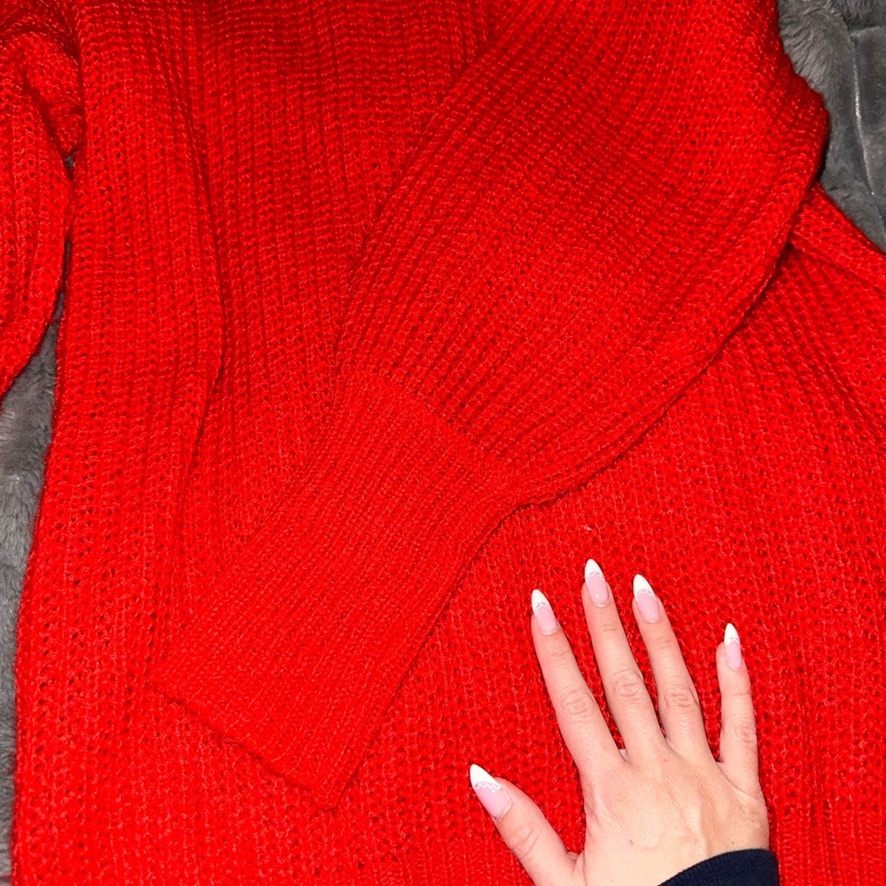 Revamped Vibrant Red Cowl Neck Sweater